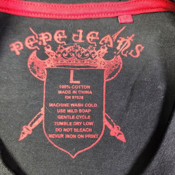 Pepe Jeans Mens Graphic Tee With Immortal Gladiator Design Black/Red Size L - Picture 4 of 9